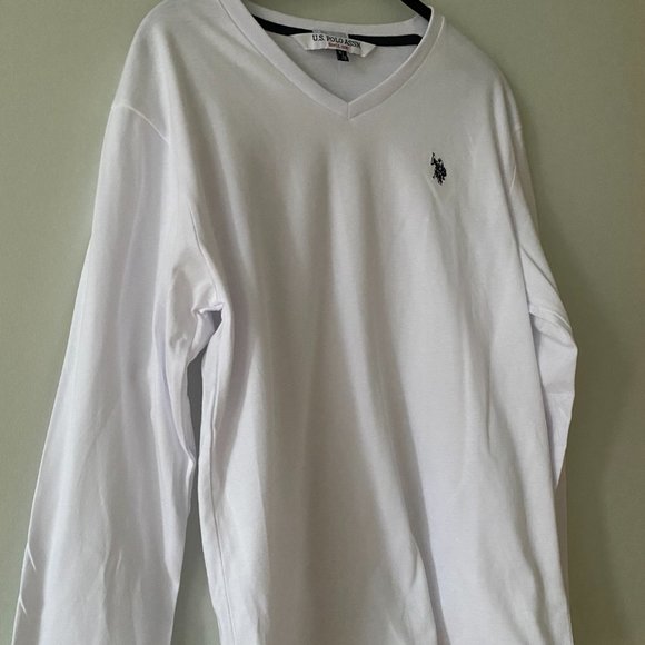 U.S. Polo ASSN. White V-Neck Men's Long Sleeve Shirt (Medium) - Picture 6 of 10